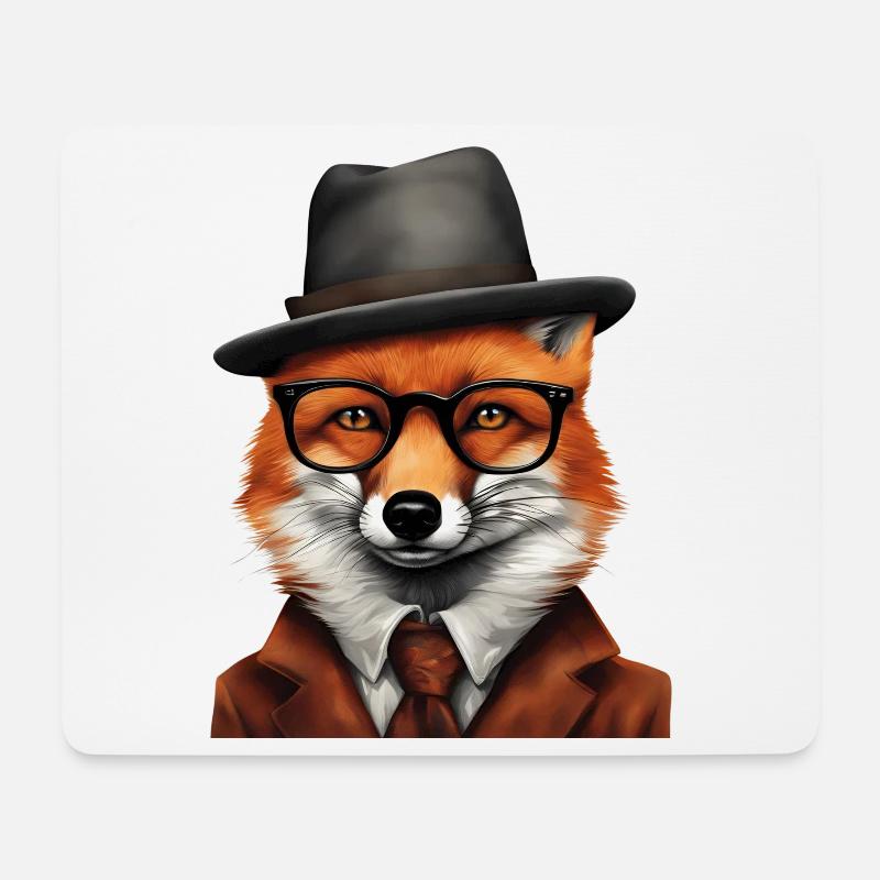 Sherlock Fox in klassischer Kleidung - Mousepad (Querformat) - Weiß