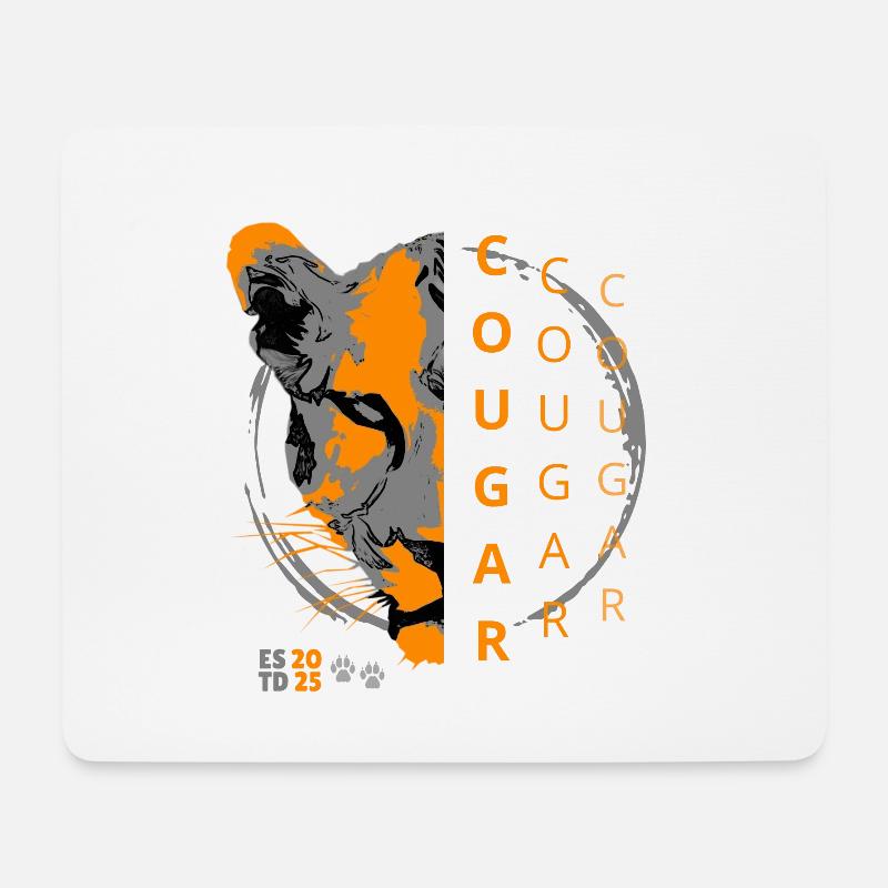 Cougar - half face of the animal in the shadow - Mouse Pad (horizontal) - white