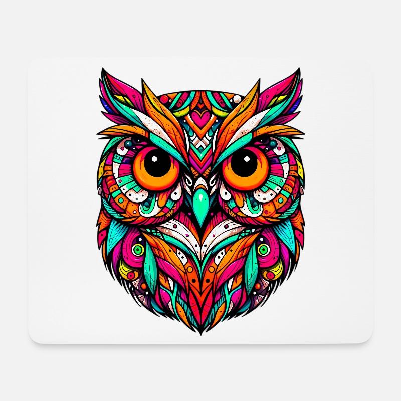 Eule - Mousepad (Querformat) - Weiß