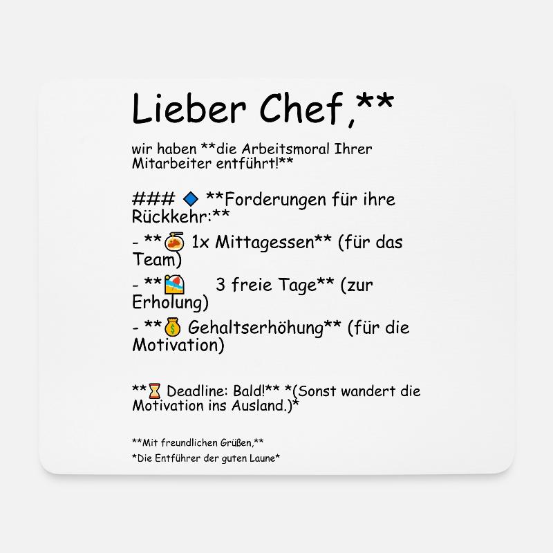 Die Arbeitsmoral - Mousepad (Querformat) - Weiß