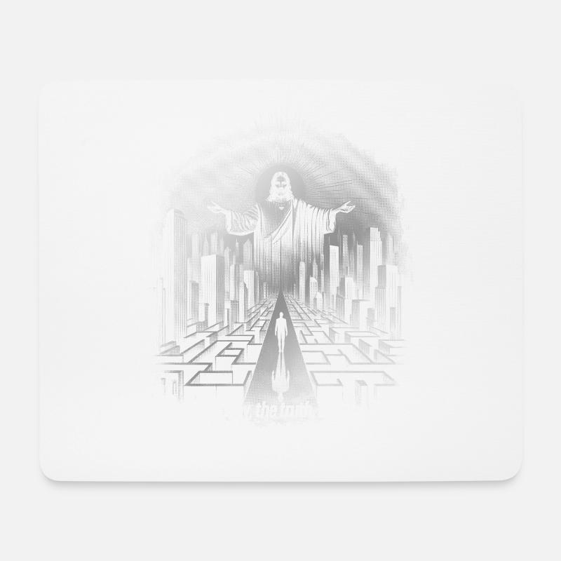 Futuristisches Stadtbild mit inspirierendem Zitat - Mousepad (Querformat) - Weiß