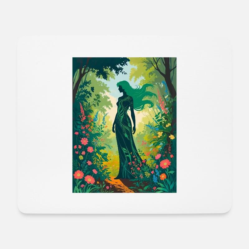 Mother Nature in the Enchanted Forest - Mouse Pad (horizontal) - white