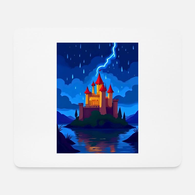 Enchanted Castle with Night Lightning - Mouse Pad (horizontal) - white