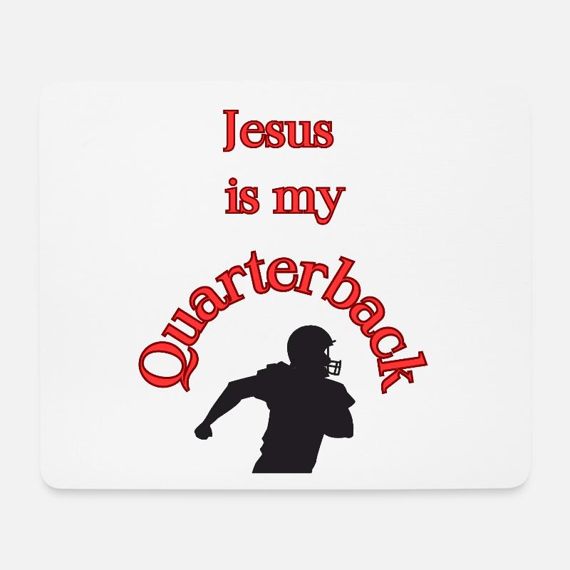 Jesus ist mein Quarterback T-Shirt - Mousepad (Querformat) - Weiß