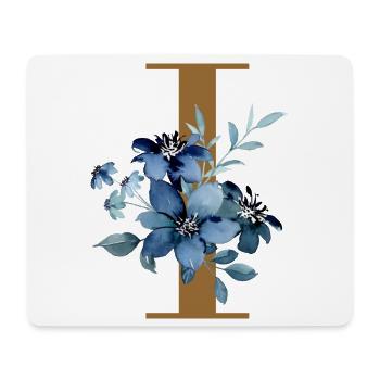 Floral I – Lettre d’or avec des fleurs - Tapis de souris (format paysage) - blanc - Devant