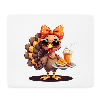 Dinde de Thanksgiving avec lunettes de soleil - Tapis de souris (format paysage) - blanc - Devant