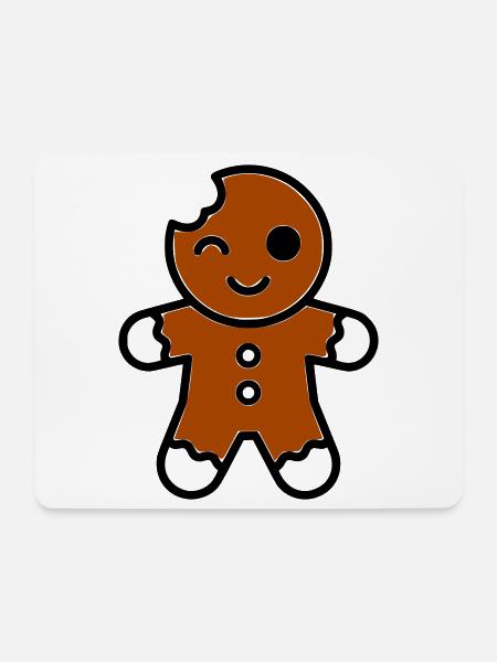 lustiger angebissener lebkuchenmann weihnachten - Mousepad (Querformat) - Weiß