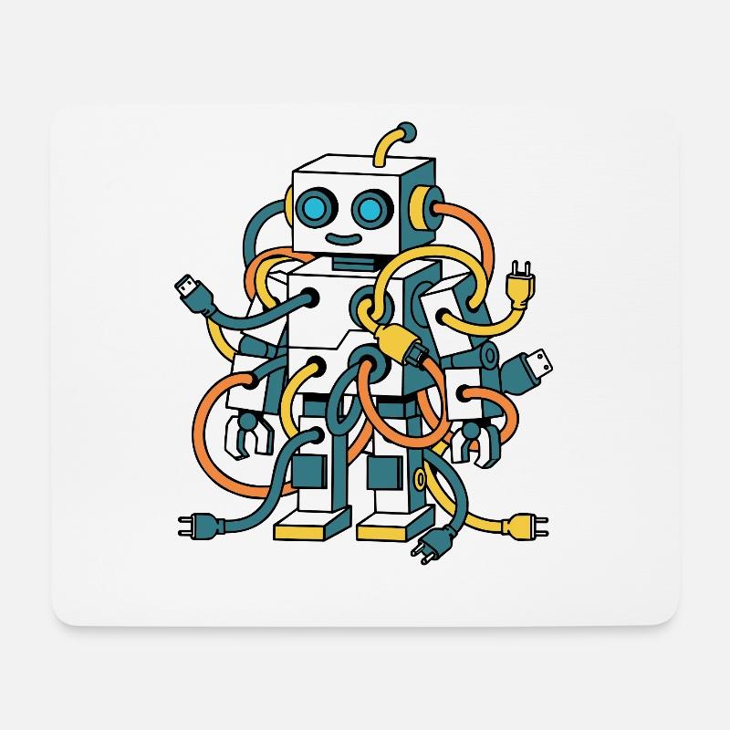 Stay Current Roboter Kabelkunst - Mousepad (Querformat) - Weiß