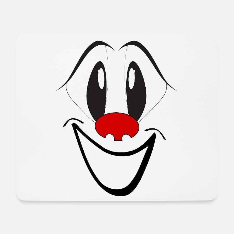 Lachendes Cartoon Gesicht mit roter Nase - Mousepad (Querformat) - Weiß
