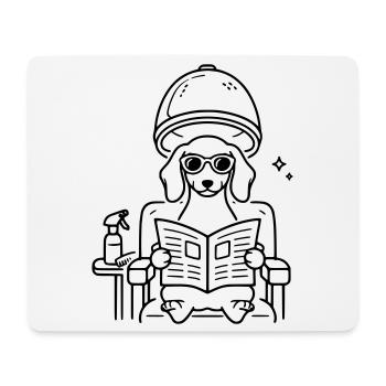 Hund Dackel beim Frisör Minimalistisch Line Art - Mousepad (Querformat) - Weiß - Vorne