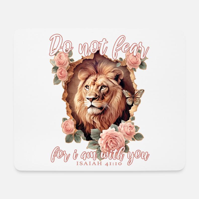 Löwe Bibelvers Christlich - Mousepad (Querformat) - Weiß