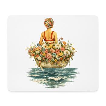 Blumenbad im Meer – Surreales Vintage Motiv - Mousepad (Querformat) - Weiß - Vorne