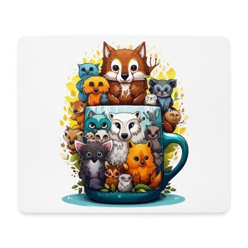 Tiermug: Farbenfrohe Tierfamilie - Mousepad (Querformat) - Weiß - Vorne