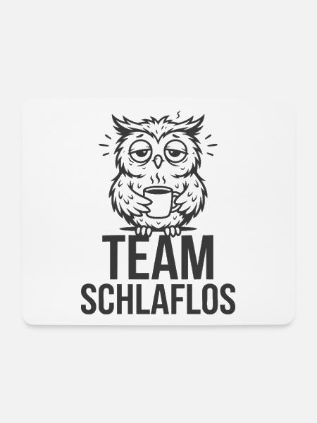 Team Schlaflos – Müde Eule - Mousepad (Querformat) - Weiß