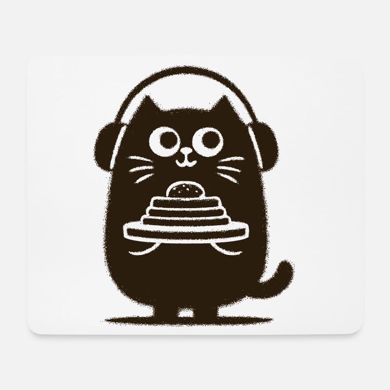 CatDJ with pancakes - Mouse Pad (horizontal) - white