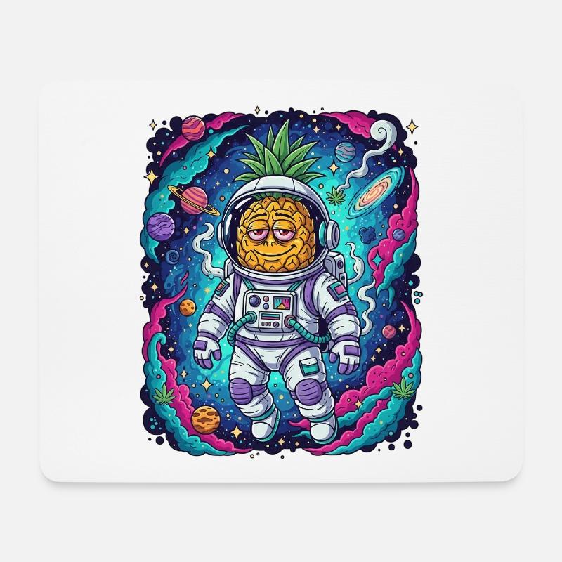Smokey Space Ananas - Mousepad (Querformat) - Weiß