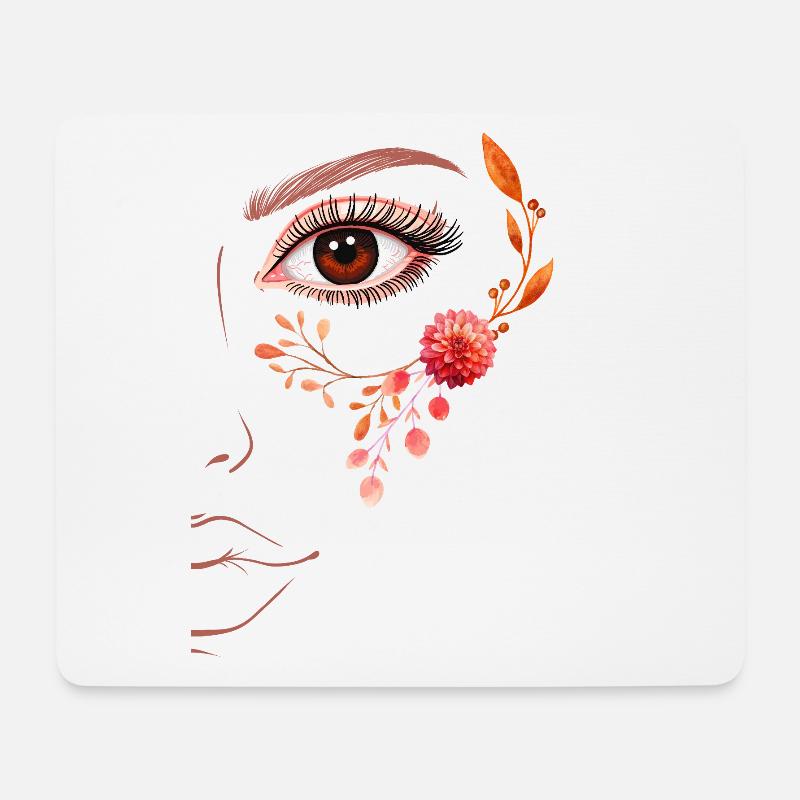 Boho Line Art Floral Design - Mousepad (Querformat) - Weiß