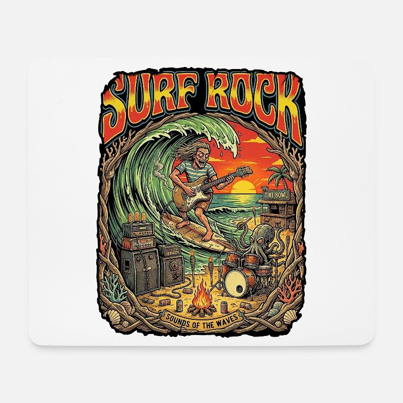 Fête de plage Surf Rock - Tapis de souris (format paysage) - blanc