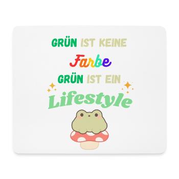 Grün ist Lifestyle – bunte Typo & Frosch - Mousepad (Querformat) - Weiß - Vorne