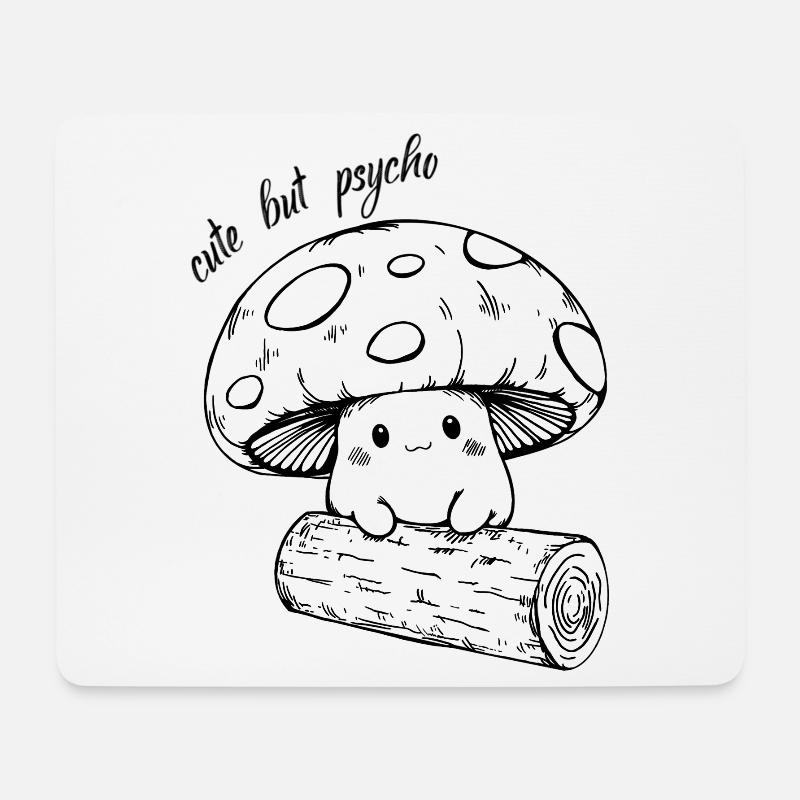 Süßer Pilz - cute but psycho - Mousepad (Querformat) - Weiß