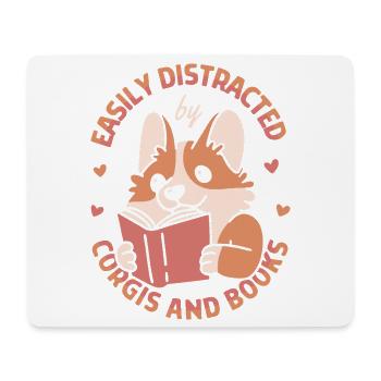Leicht abgelenkt von Corgis und Büchern - Mousepad (Querformat) - Weiß - Vorne