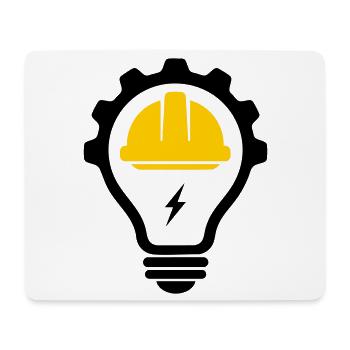 Elektriker Bauhelm Blitz und Glühbirne - Mousepad (Querformat) - Weiß - Vorne