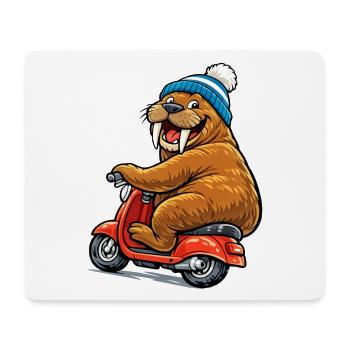 Walrus on the scooter - Mouse Pad (horizontal) - white - Front