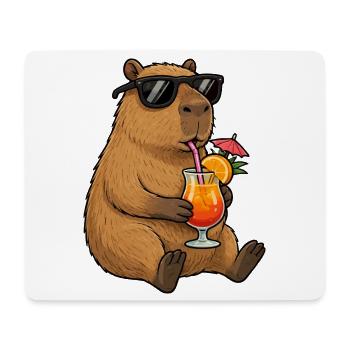 Capybara mit Sonnen-Cocktail-Style - Mousepad (Querformat) - Weiß - Vorne