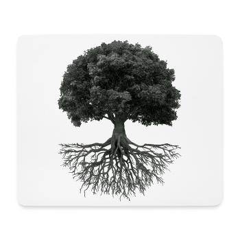 Lebensbaum mit Wurzeln – Schwarzweiß - Mousepad (Querformat) - Weiß - Vorne