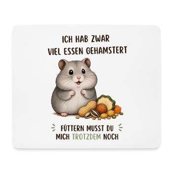 Hamster Hunger: Viel Essen, Noch Mehr Futter - Mousepad (Querformat) - Weiß - Vorne