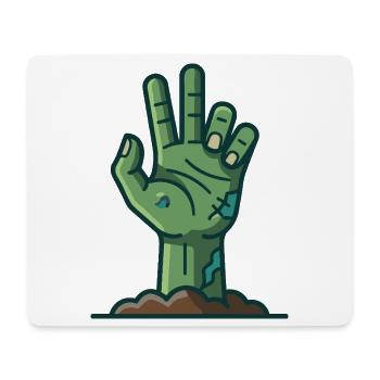 Grüne Zombie-Hand taucht aus dem Boden auf - Mousepad (Querformat) - Weiß - Vorne