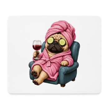 Spa-Pug im Pinken Bademantel - Mousepad (Querformat) - Weiß - Vorne