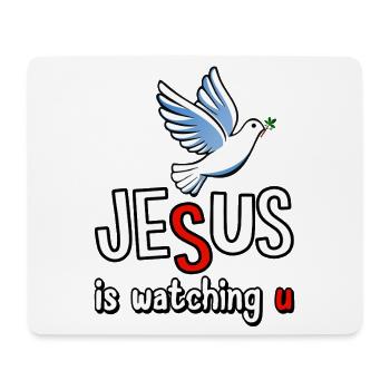 Jesus is watching u - Mousepad (Querformat) - Weiß - Vorne