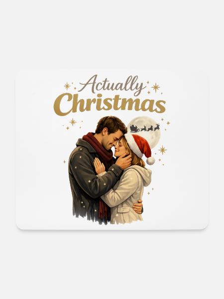 Romantische Weihnachtsumarmungen - Mousepad (Querformat) - Weiß
