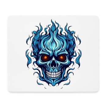 Blauer Flammenschädel - Mousepad (Querformat) - Weiß - Vorne