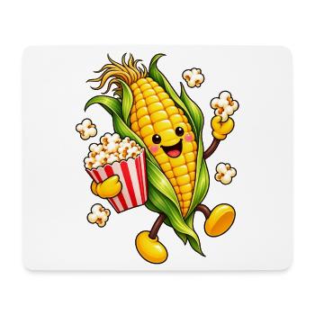 Fröhlicher Maiskolben mit Popcorn - Mousepad (Querformat) - Weiß - Vorne