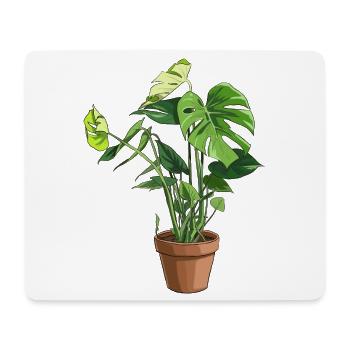 Monstera im Topf – Dschungelblätter - Mousepad (Querformat) - Weiß - Vorne