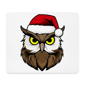 Eulen Weihnachten / Weihnachtsmann Vogel - Mousepad (Querformat) - Weiß - Vorne