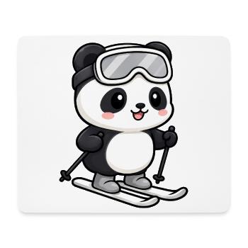 Süßer Panda Kawaii Skifahrer Cartoon - Mousepad (Querformat) - Weiß - Vorne