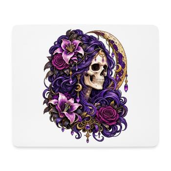 Schädelfrau, Mondblumen, Lila, Gotisch, - Mousepad (Querformat) - Weiß - Vorne
