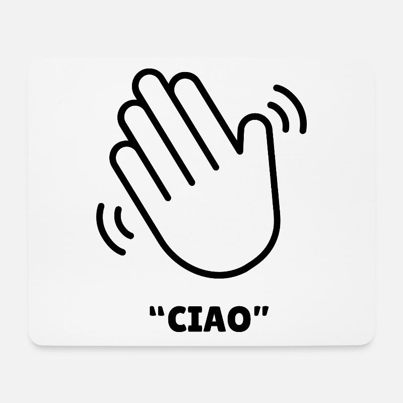 Ciao – Winkende Hand Design - Mousepad (Querformat) - Weiß