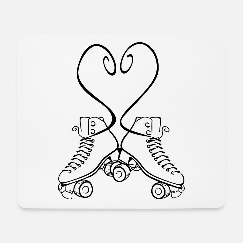 Rollkunstlauf Love Schnürsenkel Herz - Mousepad (Querformat) - Weiß