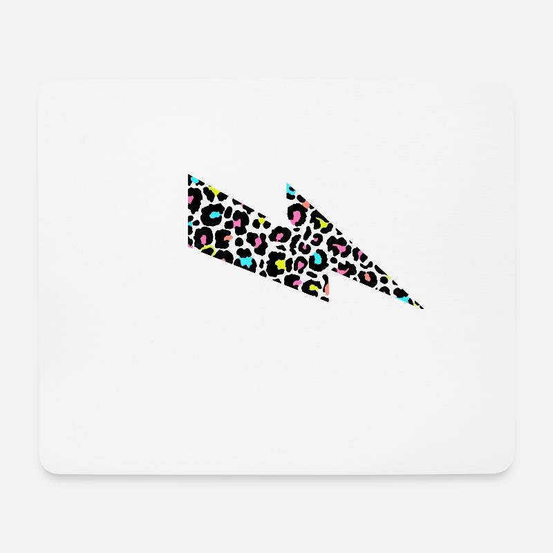 Leopard Lightning bolt, Leopard Print, Leopard Lov - Mouse Pad (horizontal) - white