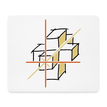 Koordinatensystem. x-y-z Achsen. Würfel. - Mousepad (Querformat) - Weiß - Vorne