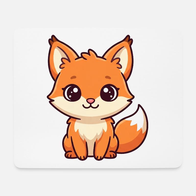 Cuddly Fox Kawaii Illustration - Mouse Pad (horizontal) - white
