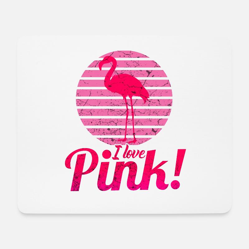 Pink Flamingo - Mousepad (Querformat) - Weiß