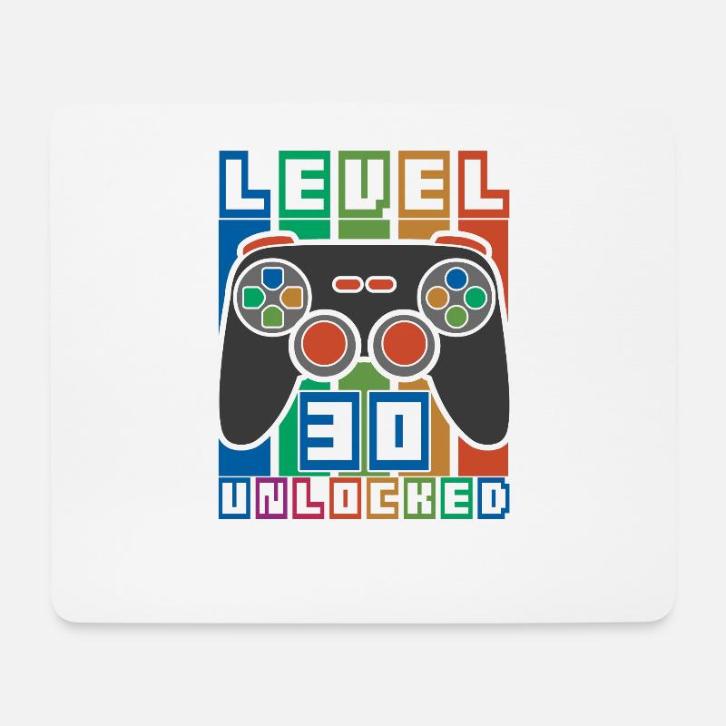Lustige Gamer Level 30 Entsperrt 30. Geburtstagsgeschenk - Mousepad (Querformat) - Weiß