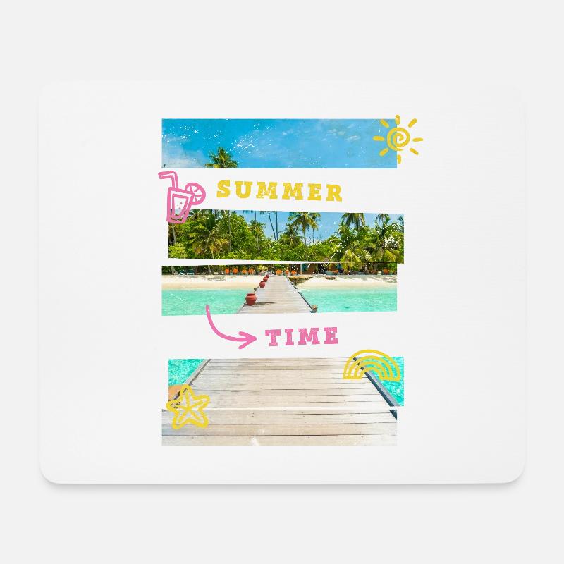 Sommer Sonne Strand Meer Palme Urlaub Reisen - Mousepad (Querformat) - Weiß
