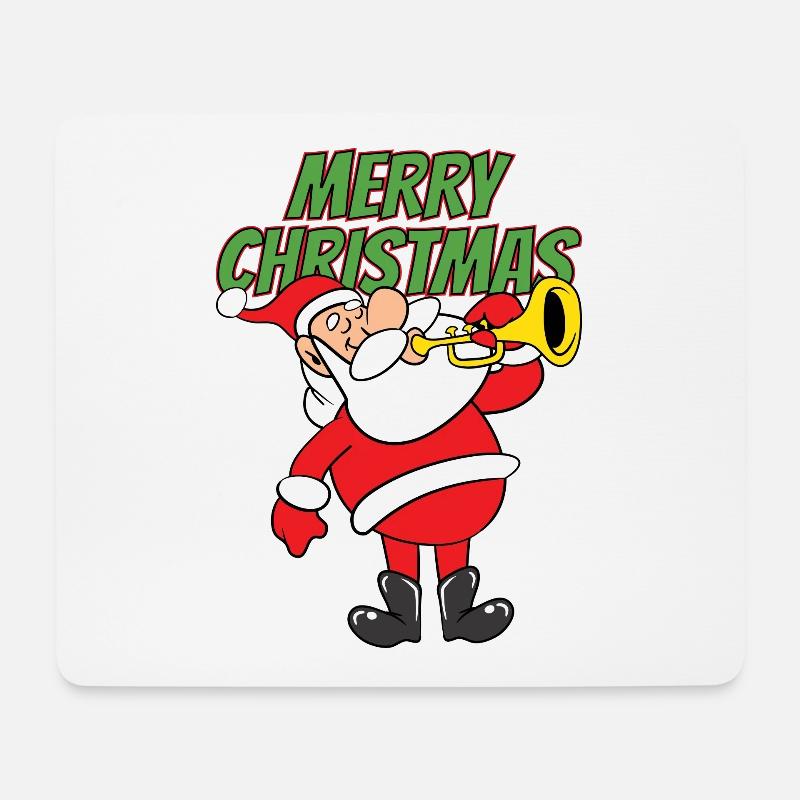 Merry Christmas Weihnachtsmann Trompetenspieler - Mousepad (Querformat) - Weiß