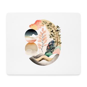 Œuf Japandi, design rond dans le style japandi - Tapis de souris (format paysage) - blanc - Devant